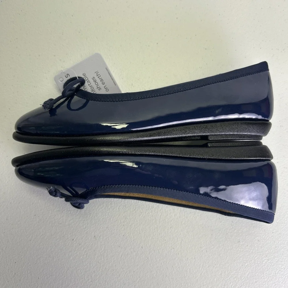 Aerosoles Homebet Women's Ballet Flats Navy Patent Blue Slip On Bow Size 8M NWB